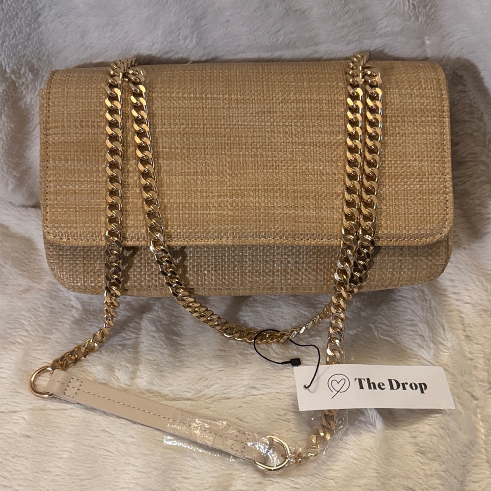 The Drop Tan Shoulder/Crossbody Bag with Gold Chain